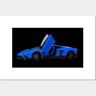 Blue Supercar Posters and Art